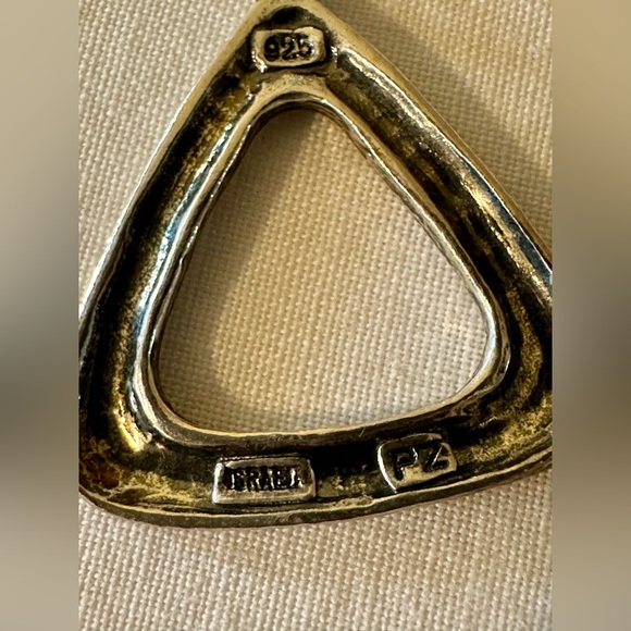 Or Paz 925 Sterling Silver Triangle Dangle Earrings | Israel | Flower Accent - Picture 3 of 6